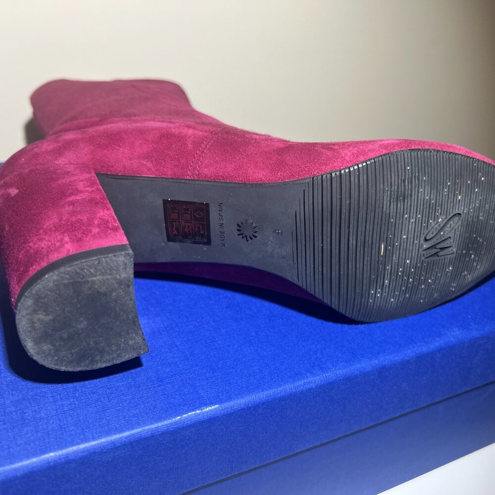 Stuart Weitzman - "The Fifer 80" - Suede Boots - Raspberry Colour - Picture 3 of 15